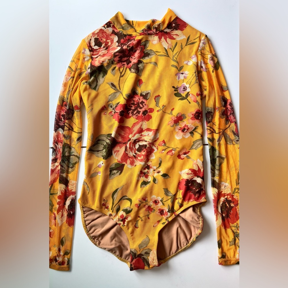Five Dancewear Mirage Garden Floral Leotard in Yellow